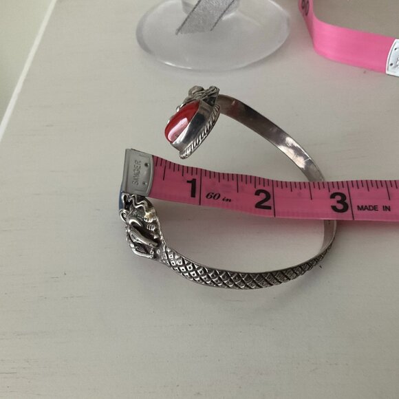 925 silver with lapis and coral stones, unique shape 69 grams - Picture 8 of 9